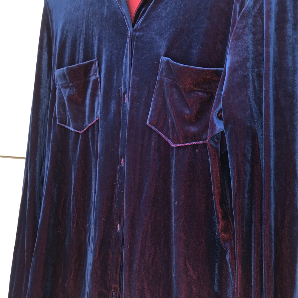 Express Color Change Blue and Red Crush Velvet Top